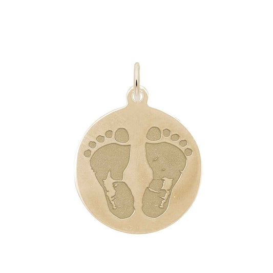 Baby Feet Disc Charm in 14K Yellow Gold