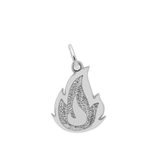 Flame Charm in Sterling Silver