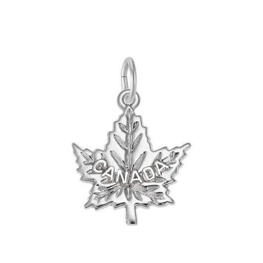 Polished Canada Maple Leaf Charm in Sterling Silver