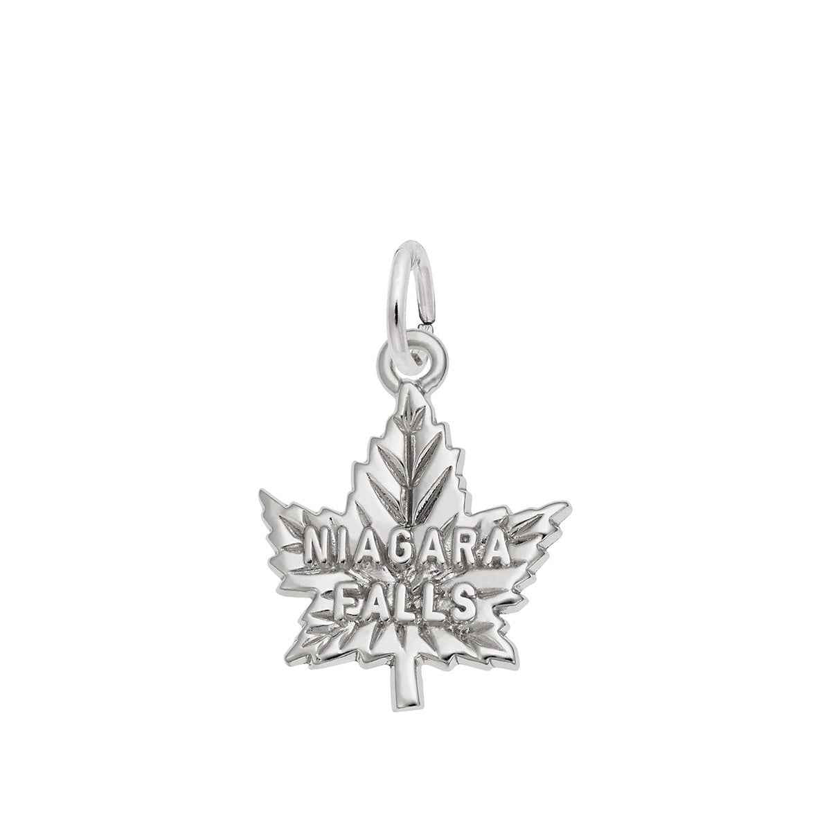 Niagara Falls Maple Leaf Charm in Sterling Silver