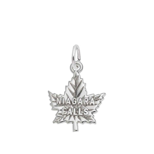 Niagara Falls Maple Leaf Charm in Sterling Silver