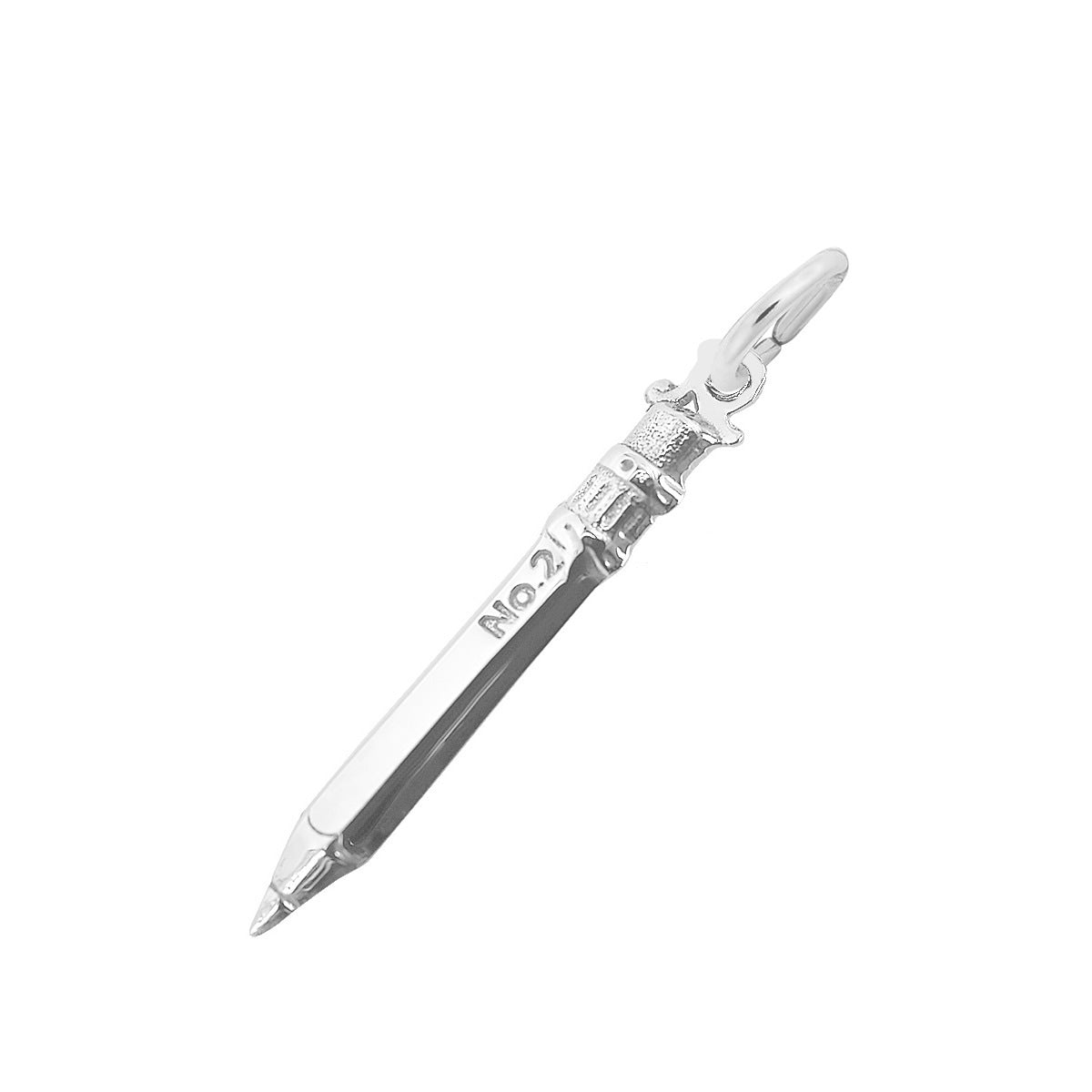 #2 Pencil Charm in Sterling Silver
