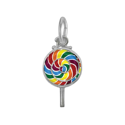 Lollipop Painted Charm in Sterling Silver