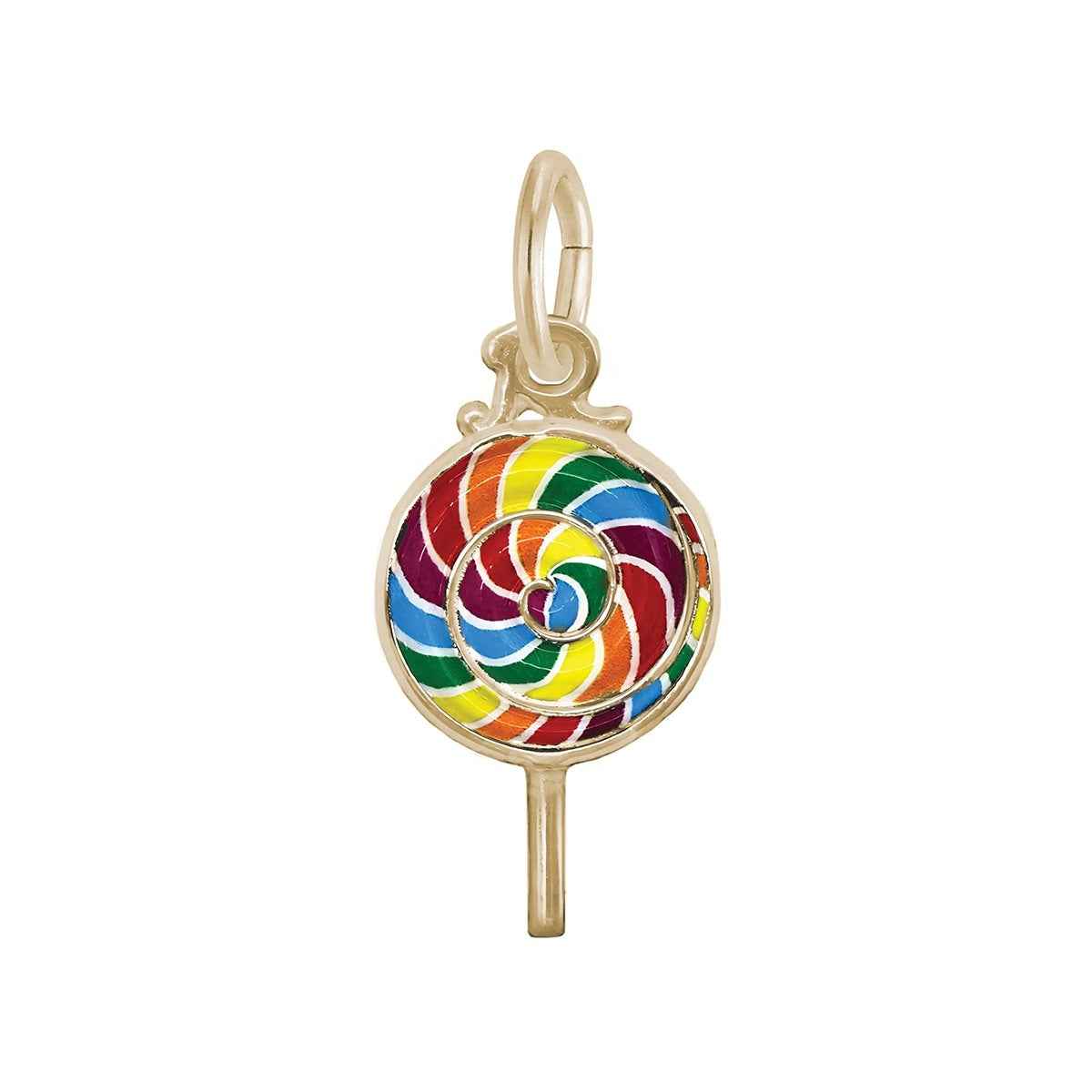 Lollipop Painted Charm in 14K Yellow Gold