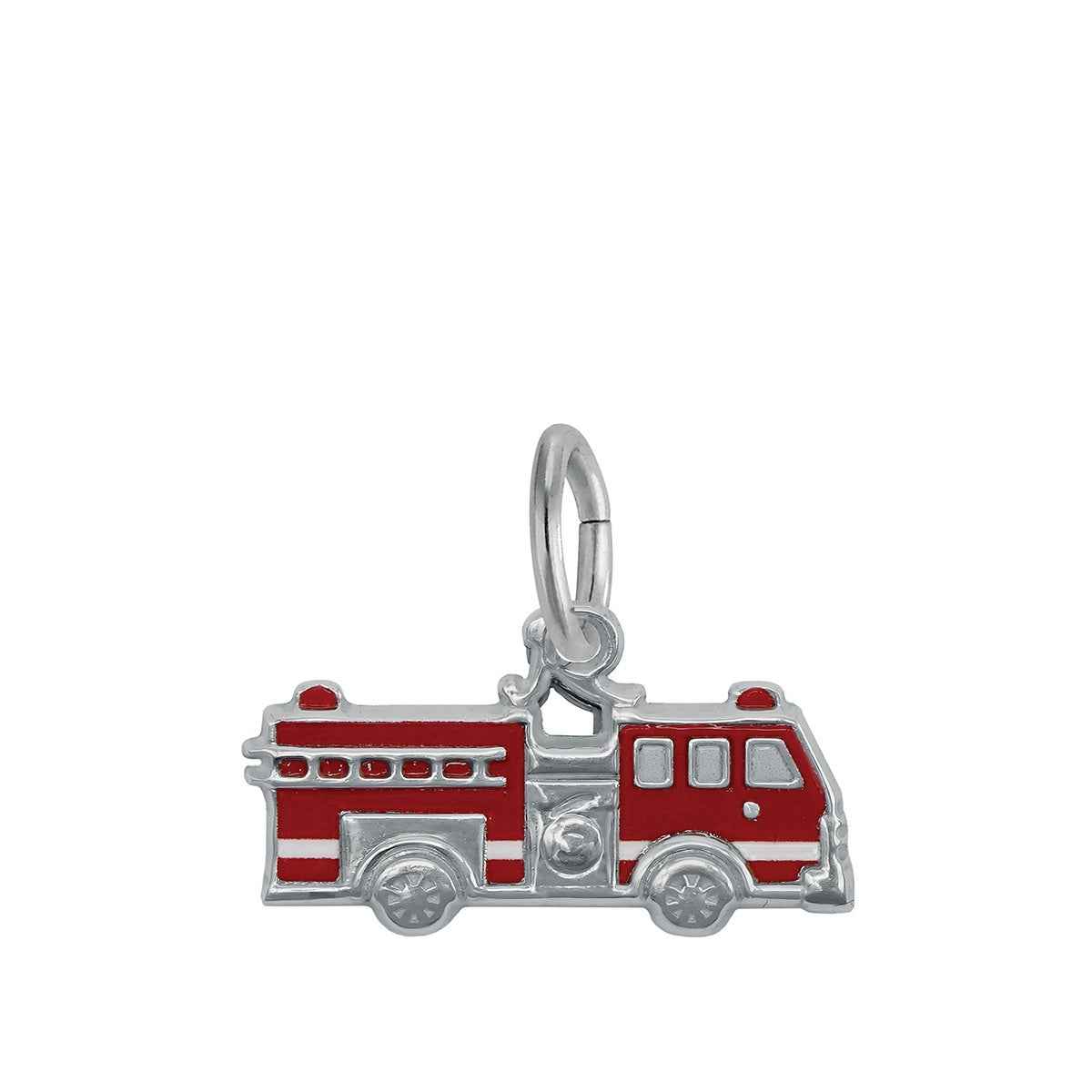 Firetruck Painted Charm in Sterling Silver