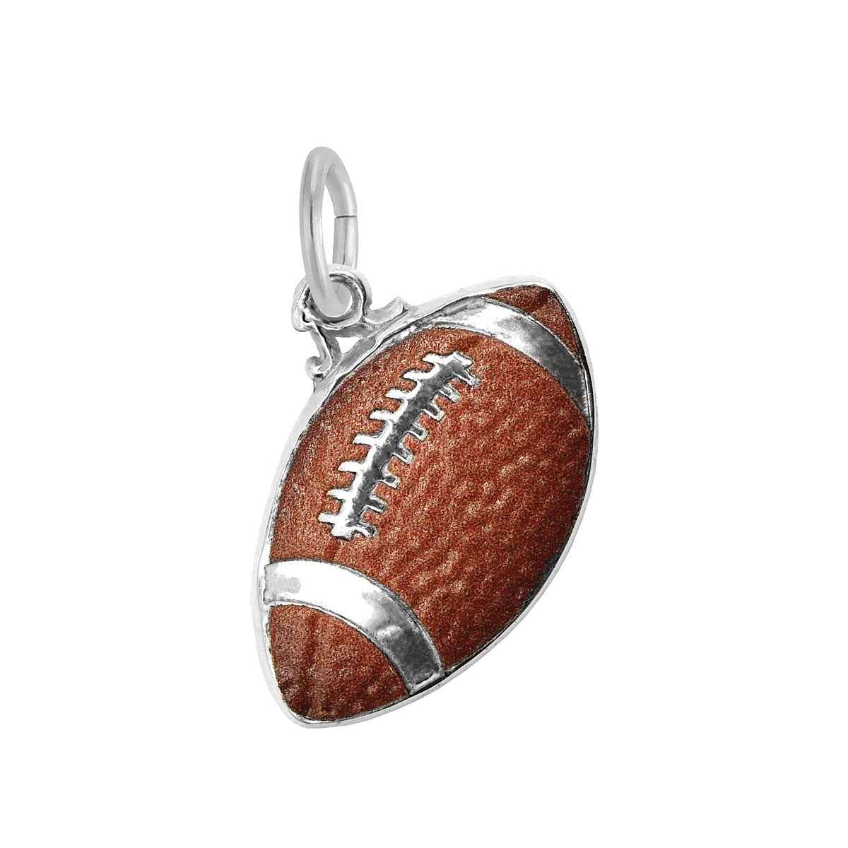 Football Painted Charm in Sterling Silver