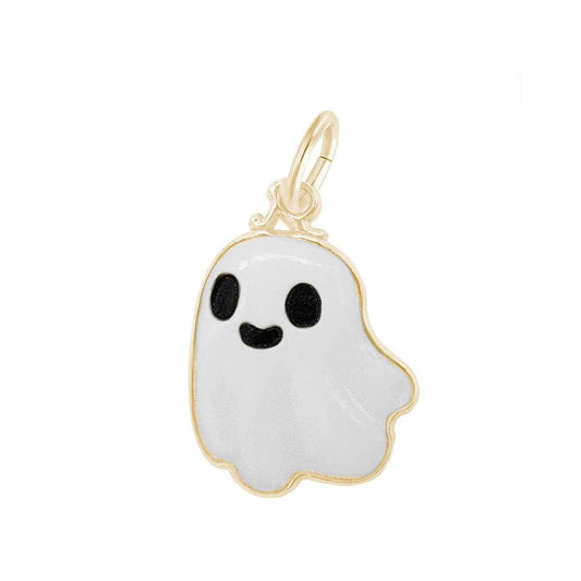 Cute Ghost Painted Charm in 14K Yellow Gold