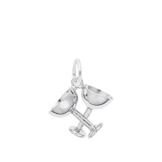 Champagne Glasses Charm in Sterling Silver