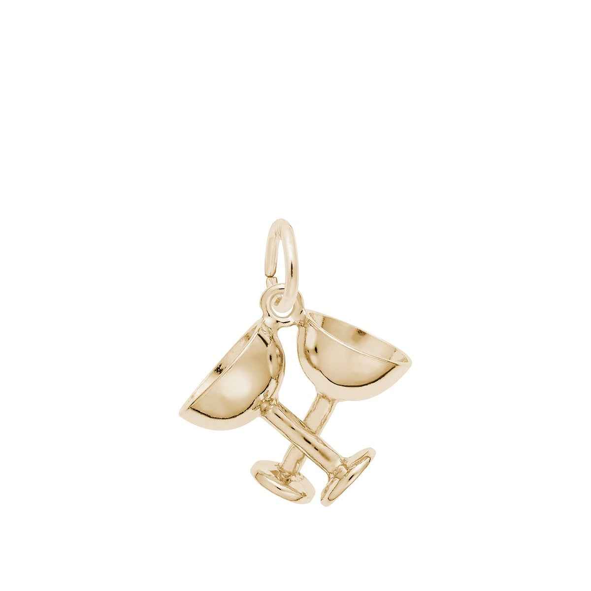Champagne Glasses Charm in 14K Yellow Gold