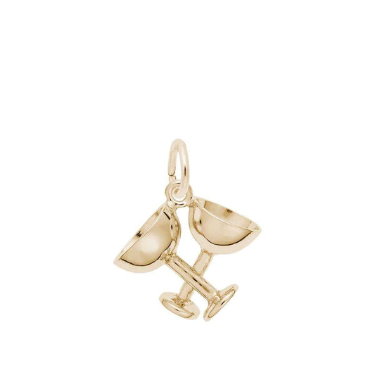 Champagne Glasses Charm in 14K Yellow Gold