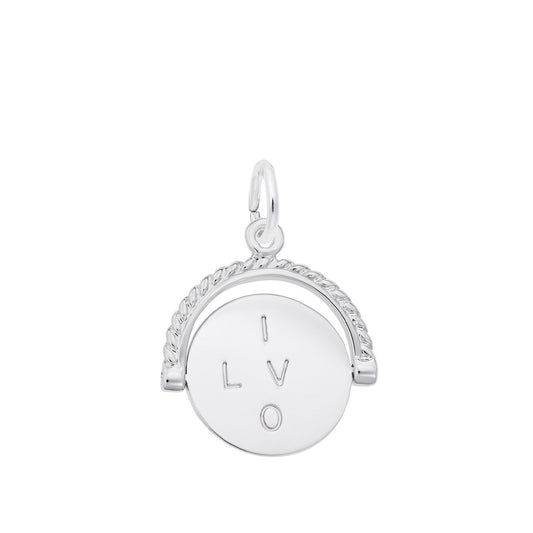 I Love You Spinner Charm in Sterling Silver