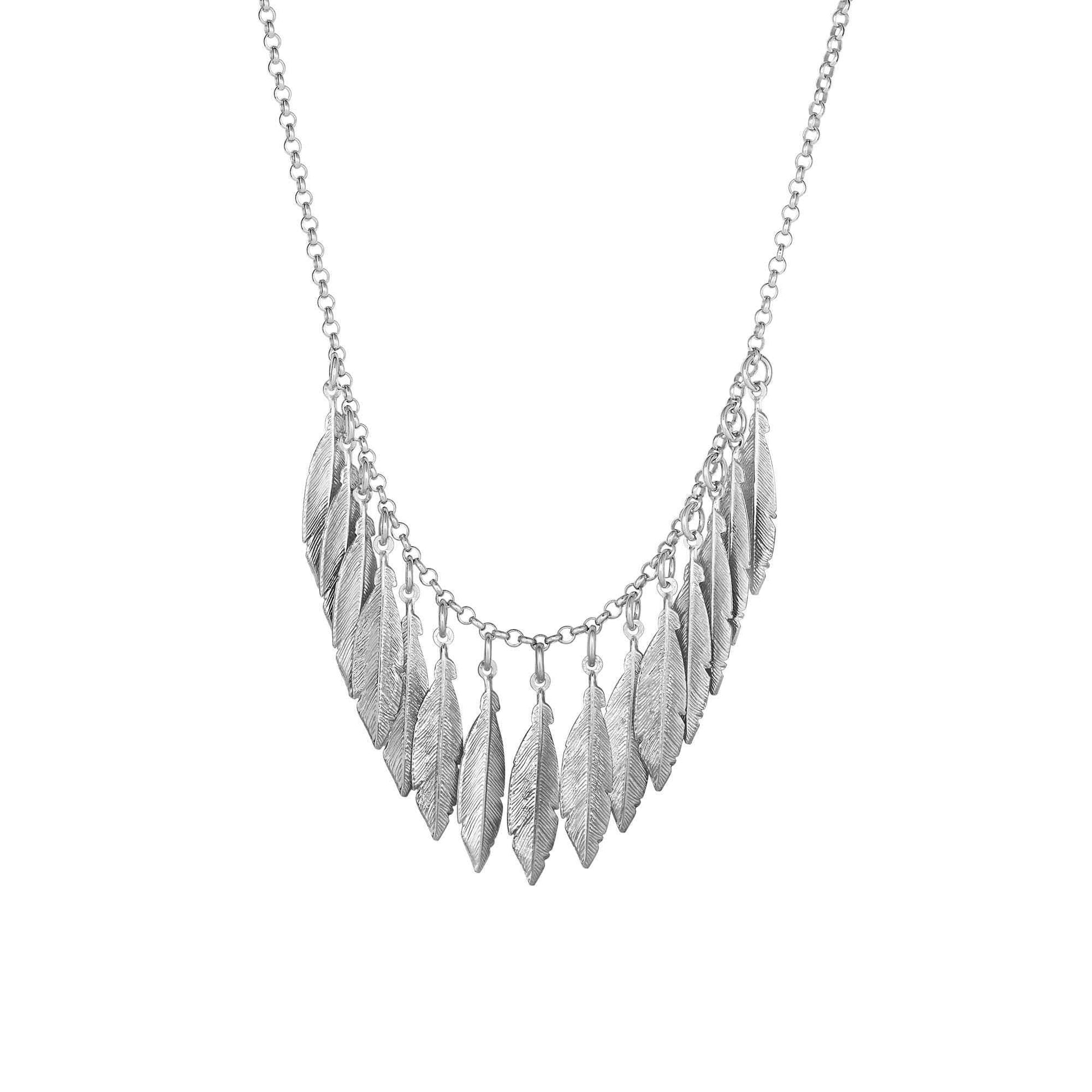 Diamond Cut Leaf Necklace with 18-inch Chain in Sterling Silver