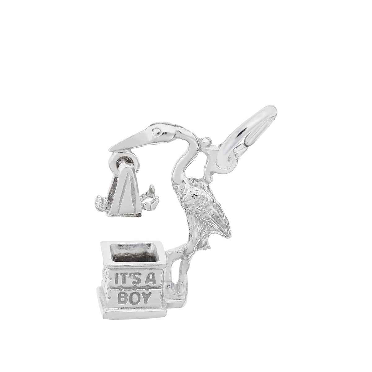 Stork Boy Charm in Sterling Silver