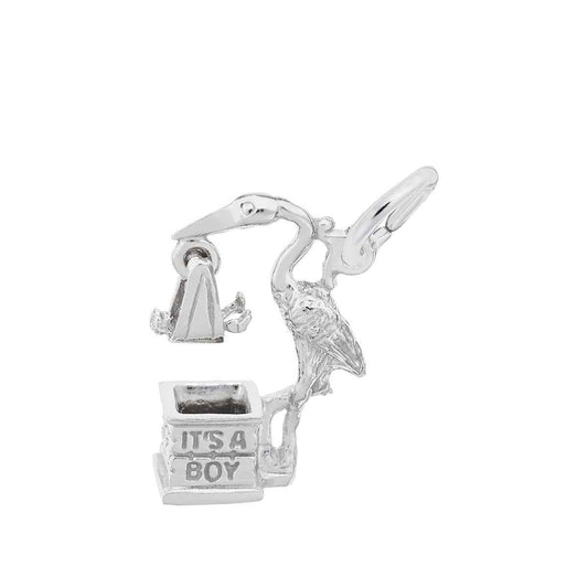 Stork Boy Charm in Sterling Silver