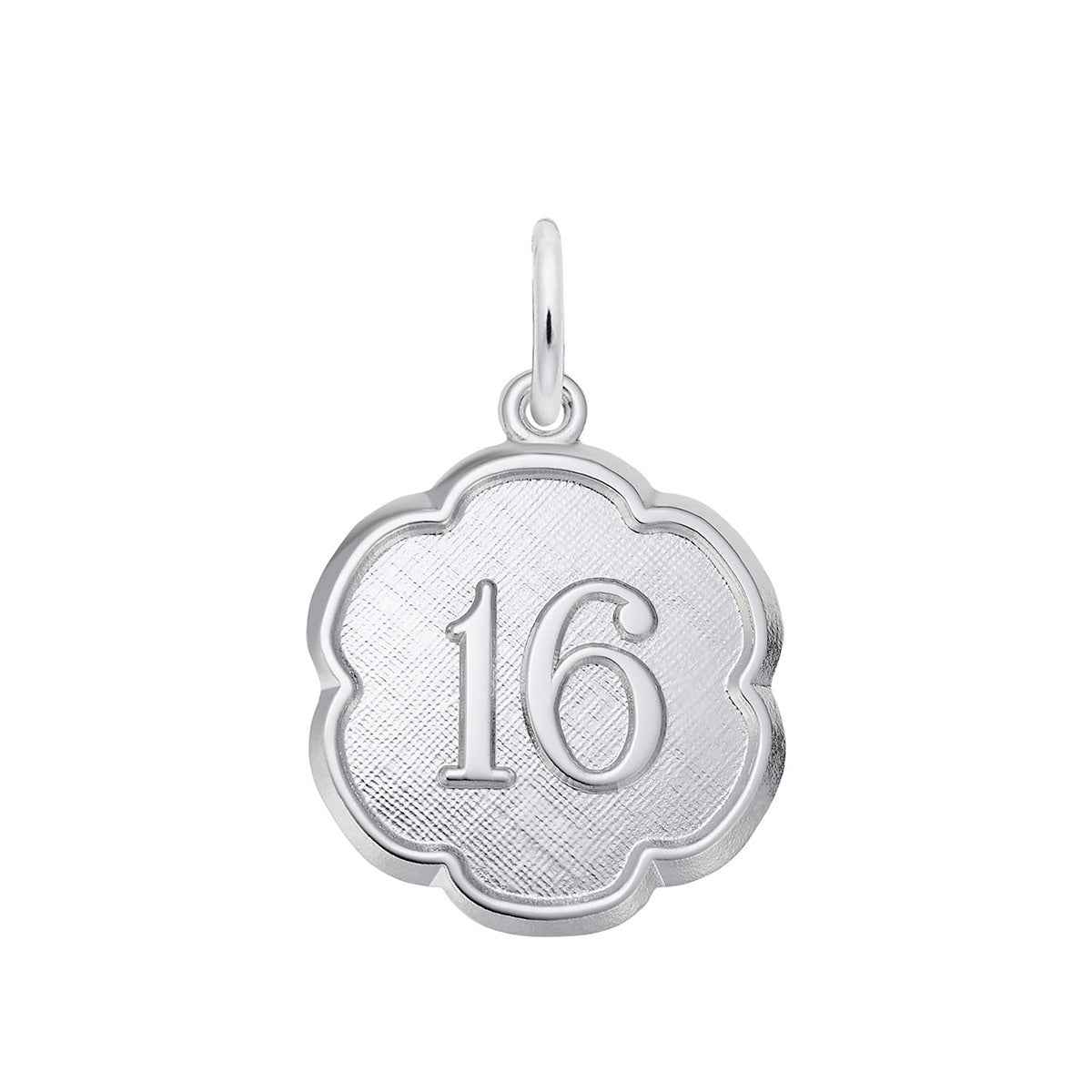Number 16 Charm in Sterling Silver