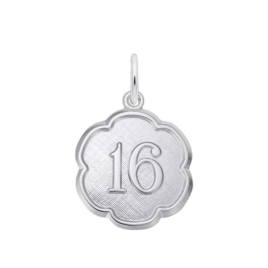 Number 16 Charm in Sterling Silver