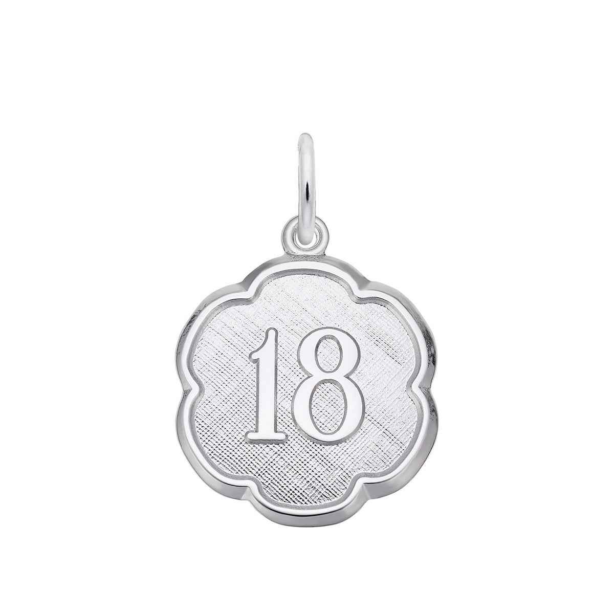 Number 18 Charm in Sterling Silver