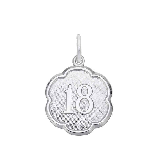 Number 18 Charm in Sterling Silver
