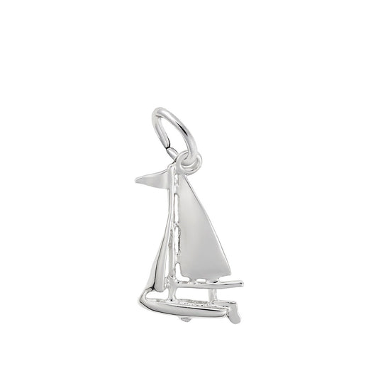 Sailboat & Flag Charm in Sterling Silver