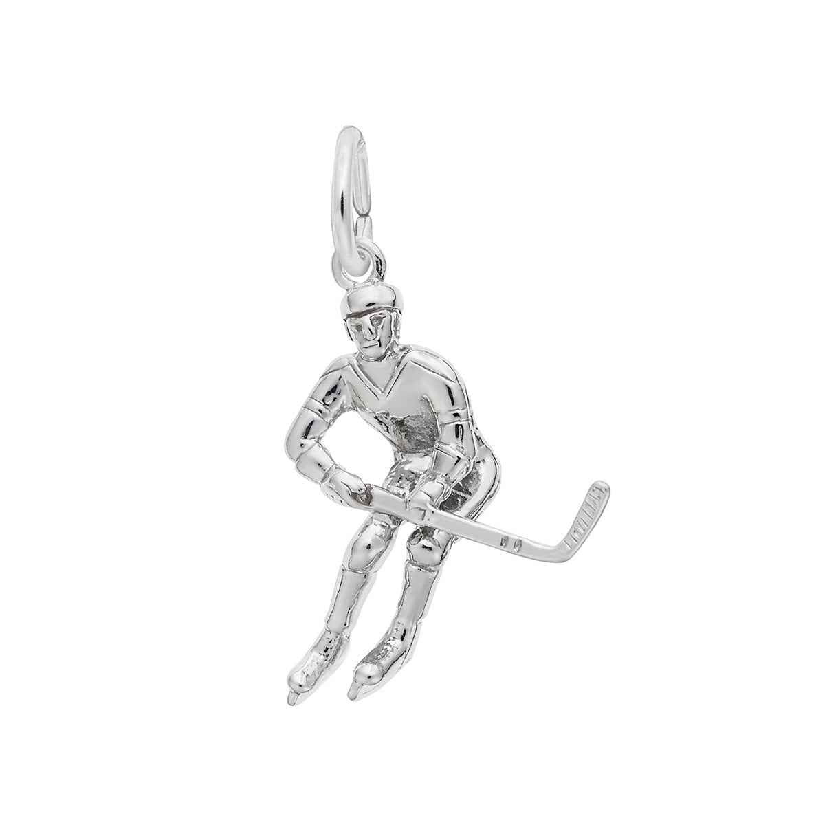 Hockey Player Charm in Sterling Silver