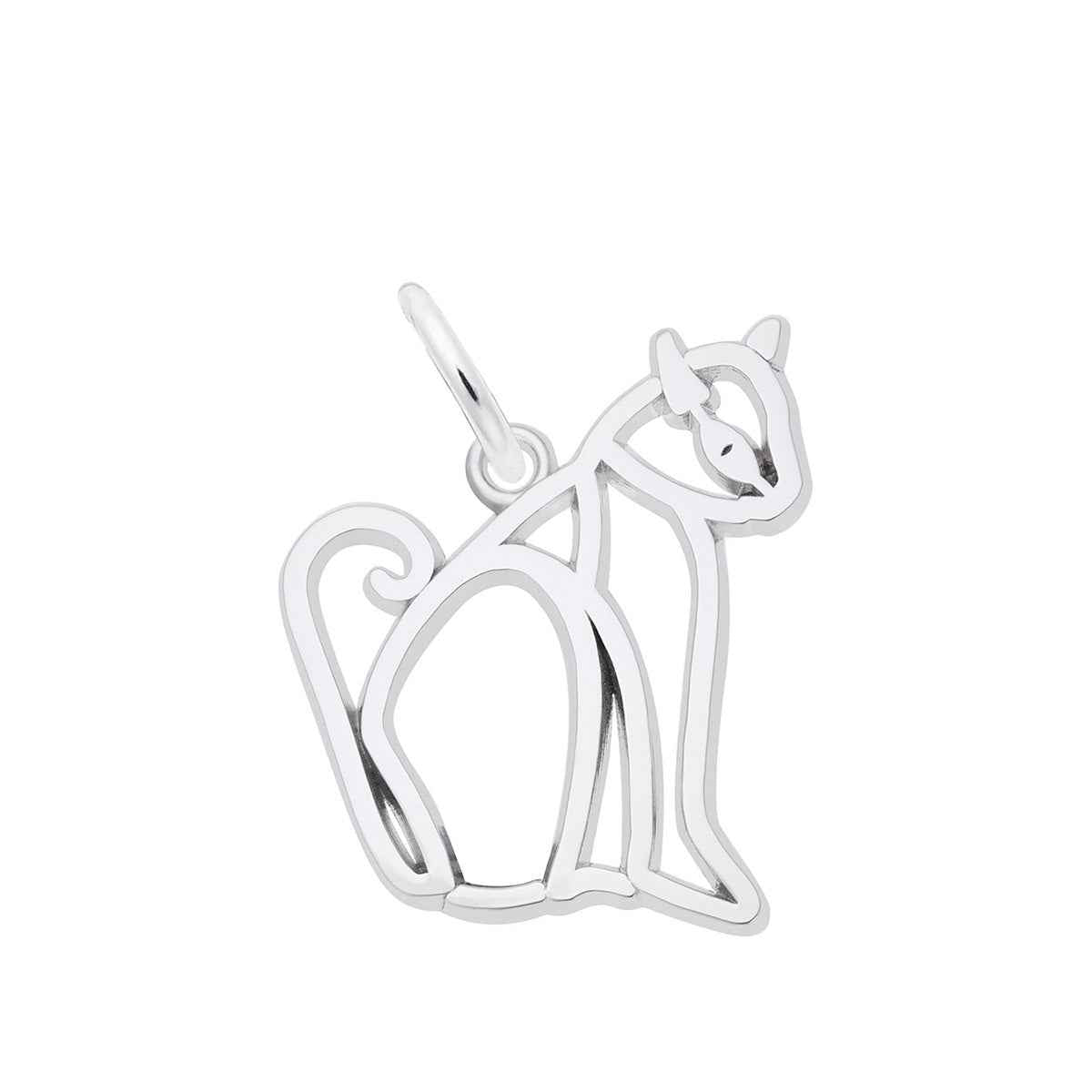Open Cat Charm in Sterling Silver