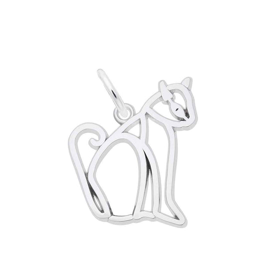 Open Cat Charm in Sterling Silver