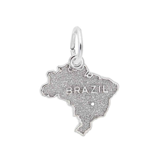 Brazil Map Charm in Sterling Silver