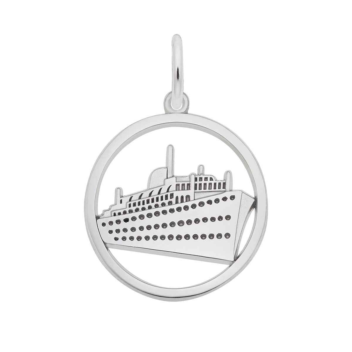 Cruise Ship Circle Charm in Sterling Silver