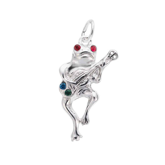 Frog & Guitar Charm in Sterling Silver