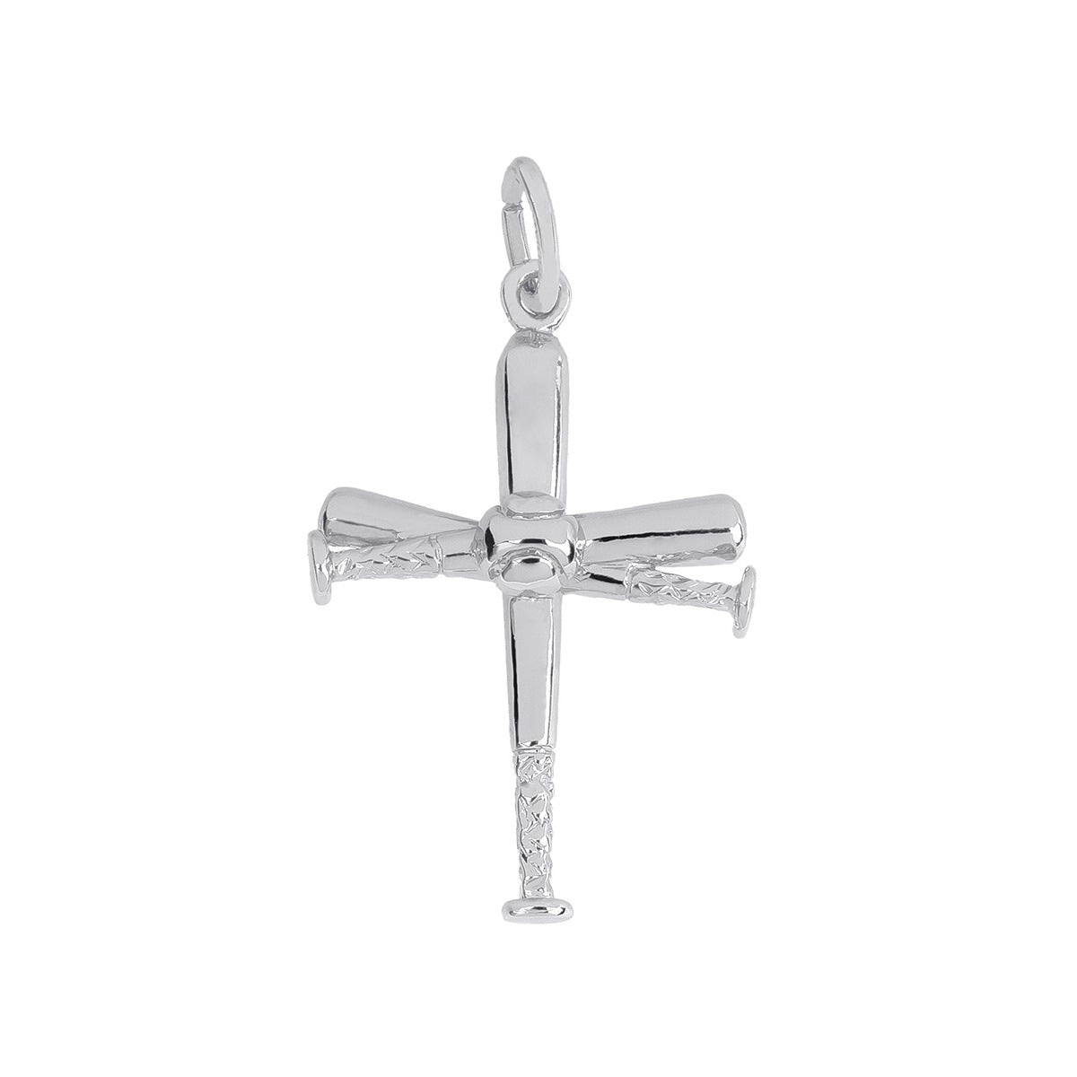 Baseball Bat Cross Charm in Sterling Silver