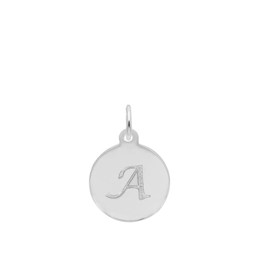 Petite Initial A Disc Charm in Sterling Silver