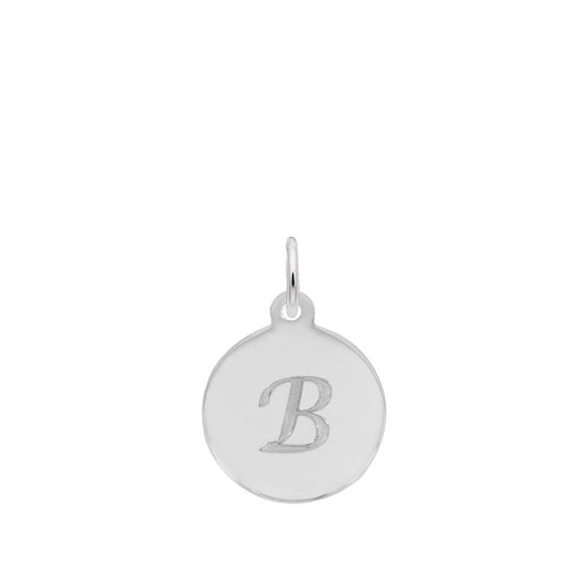 Petite Initial B Disc Charm in Sterling Silver