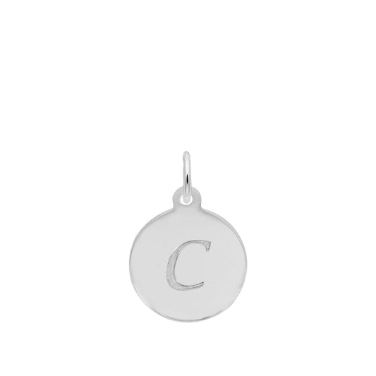 Petite Initial C Disc Charm in Sterling Silver