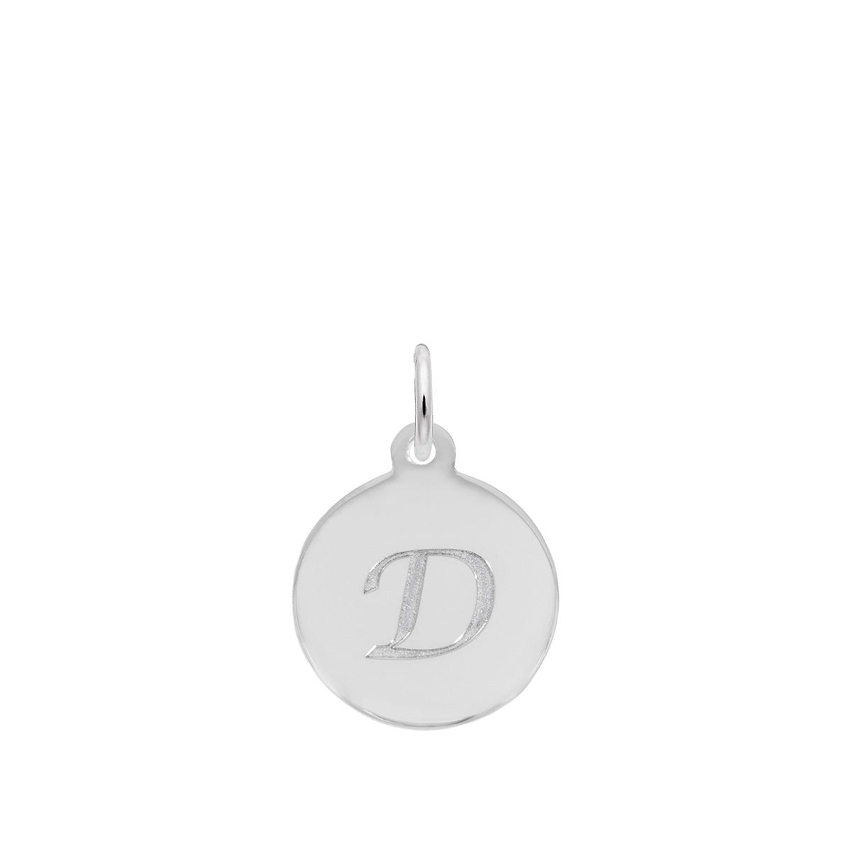 Petite Initial D Disc Charm in Sterling Silver