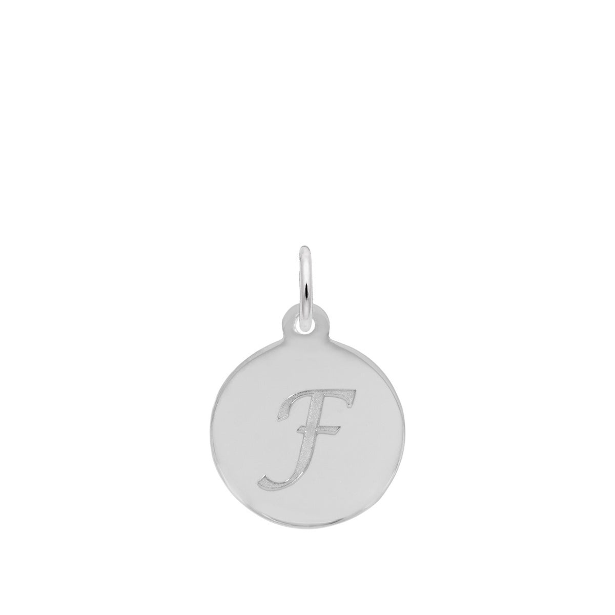 Petite Initial F Disc Charm in Sterling Silver
