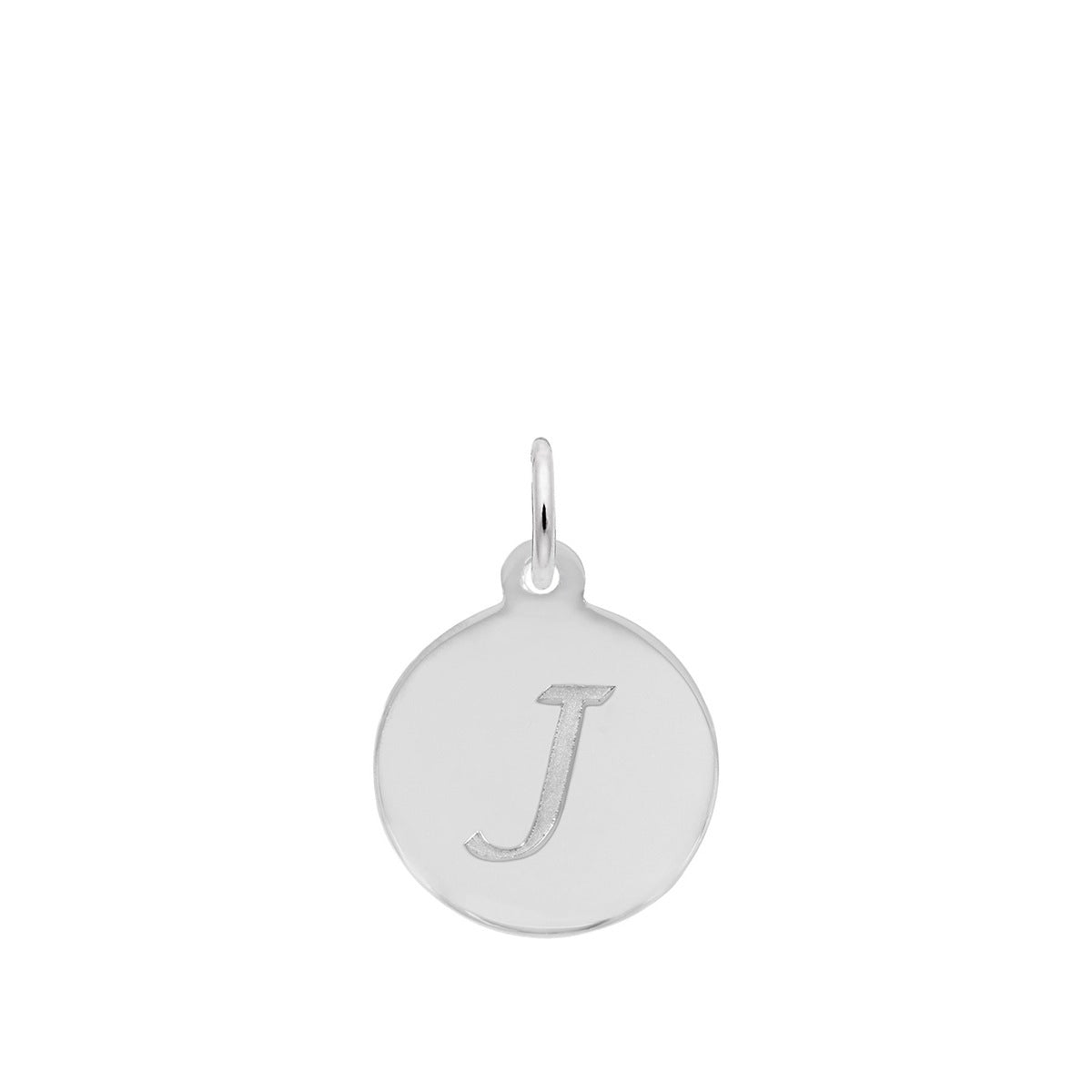 Petite Initial J Disc Charm in Sterling Silver