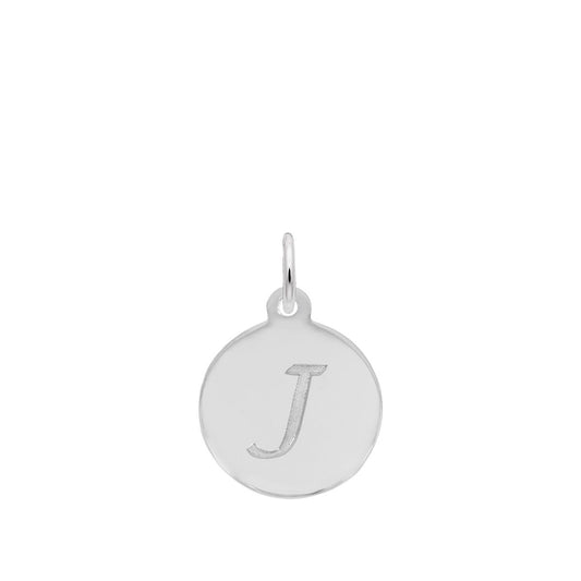 Petite Initial J Disc Charm in Sterling Silver