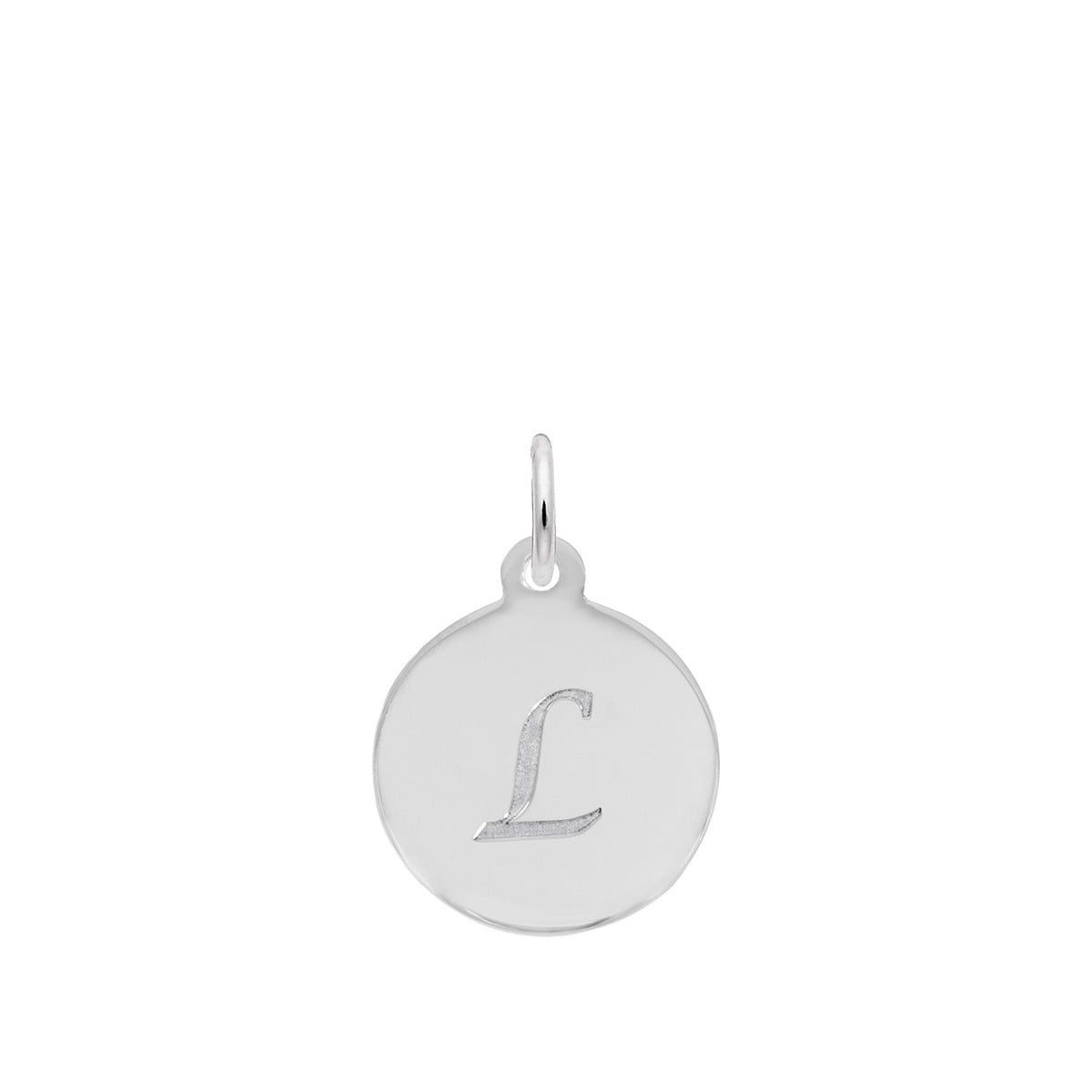 Petite Initial L Disc Charm in Sterling Silver