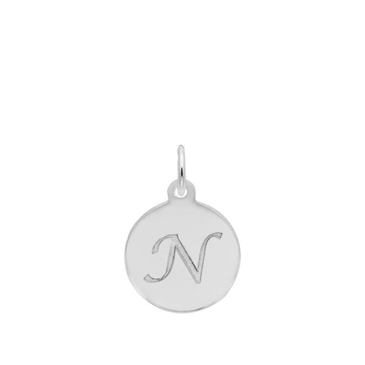 Petite Initial N Disc Charm in Sterling Silver