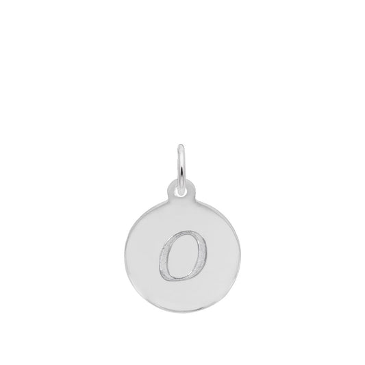 Petite Initial O Disc Charm in Sterling Silver