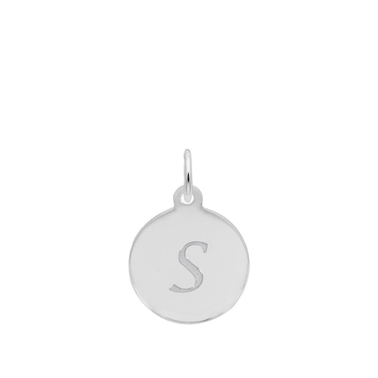 Petite Initial S Disc Charm in Sterling Silver