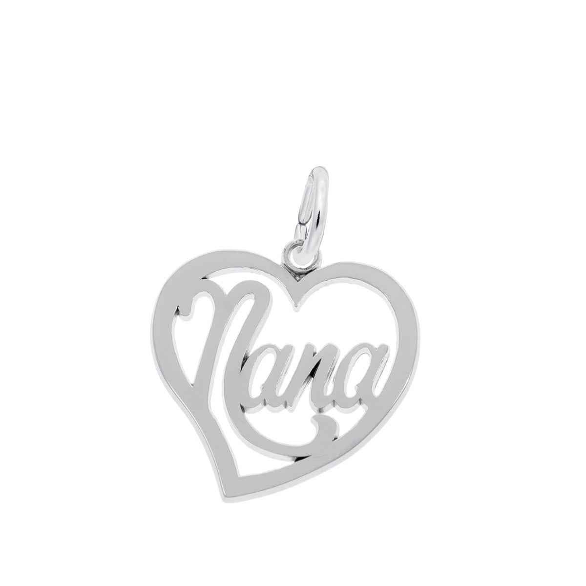 Nana Heart Charm in Sterling Silver