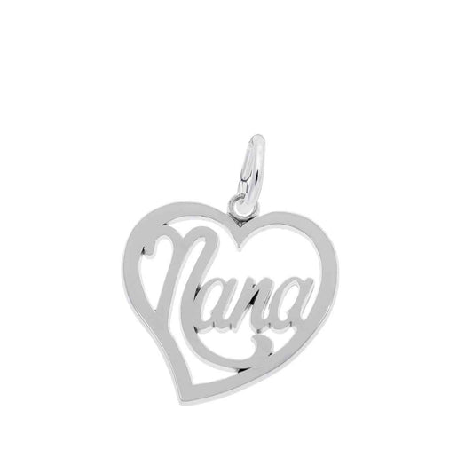 Nana Heart Charm in Sterling Silver