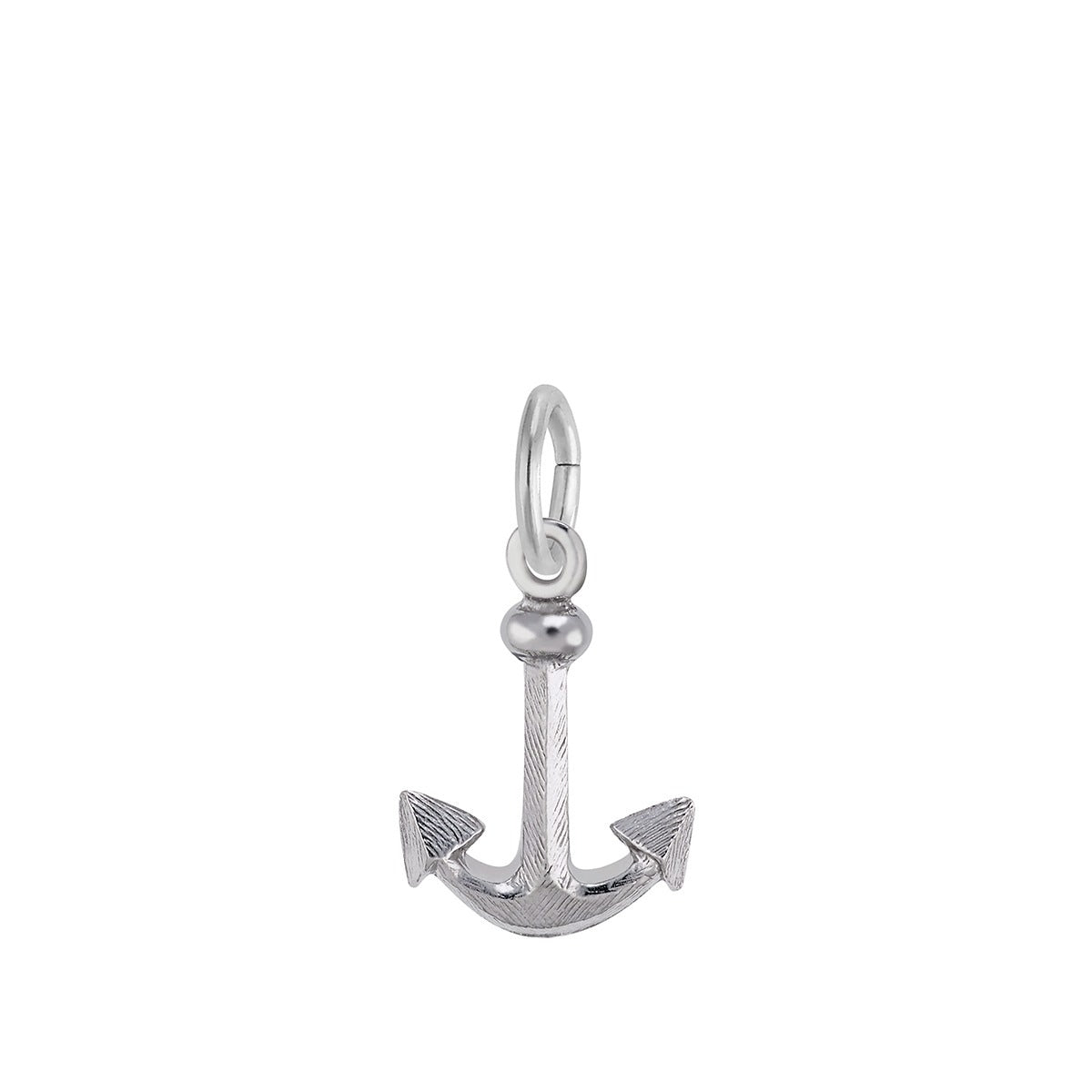 Textured Anchor Charm Sterling Silver