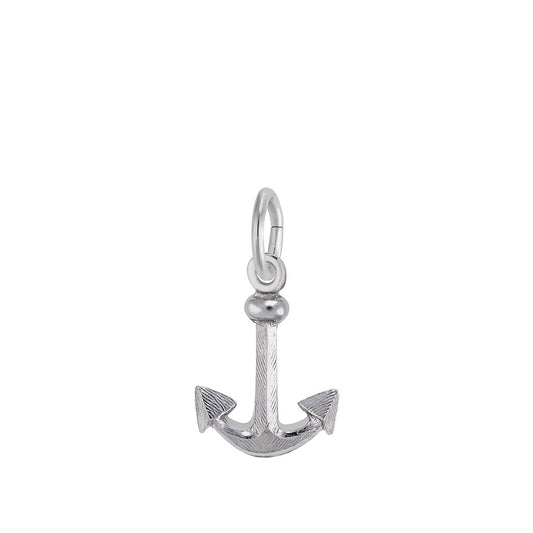 Textured Anchor Charm Sterling Silver