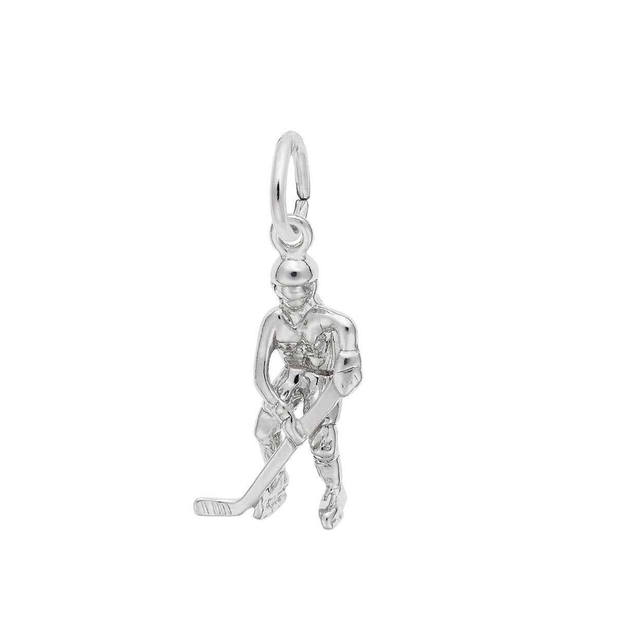 Hockey Player Female Charm in Sterling Silver