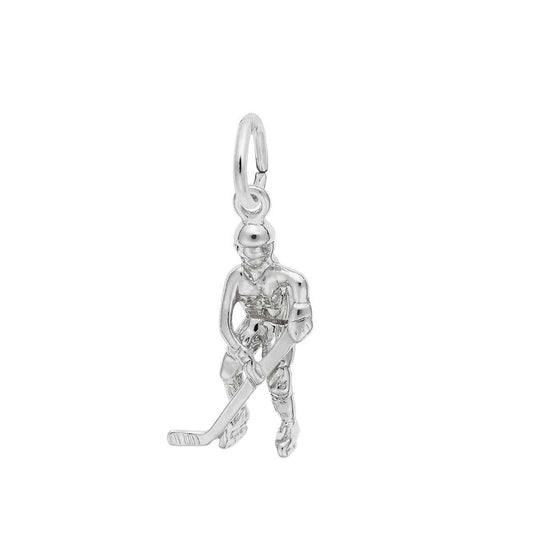 Hockey Player Female Charm in Sterling Silver