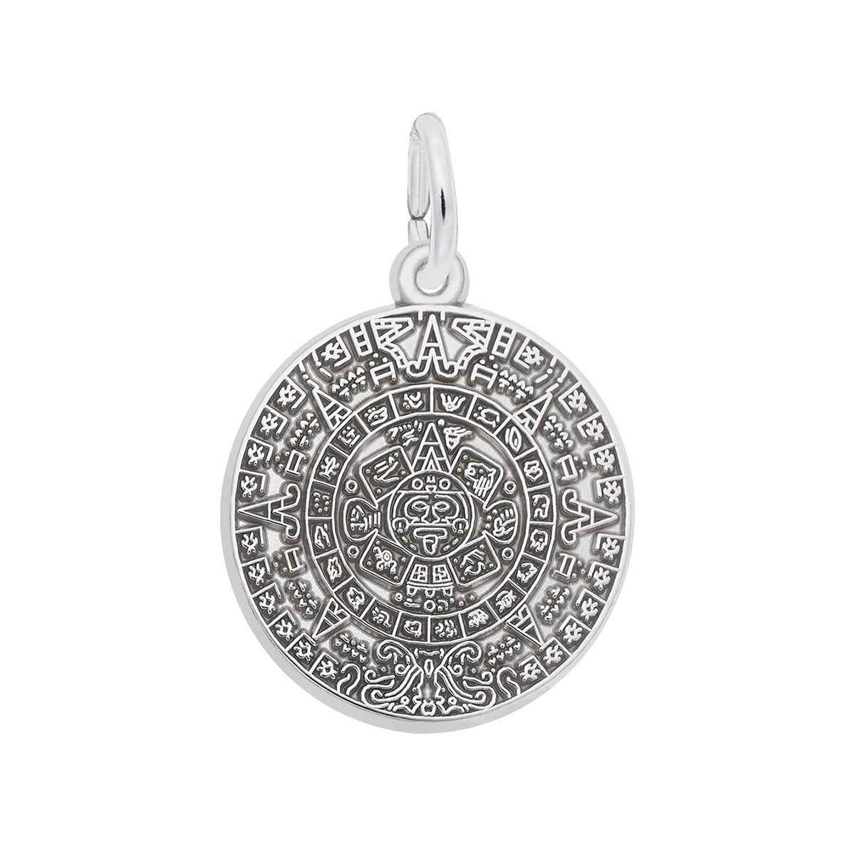 Aztec Sun Charm in Sterling Silver