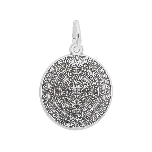Aztec Sun Charm in Sterling Silver