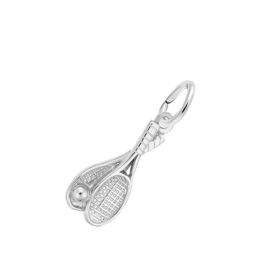 Double Tennis Racquet Charm in Sterling Silver
